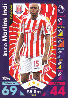 Bruno Martins Indi Stoke City 2016/17 Topps Match Attax Extra  #U44